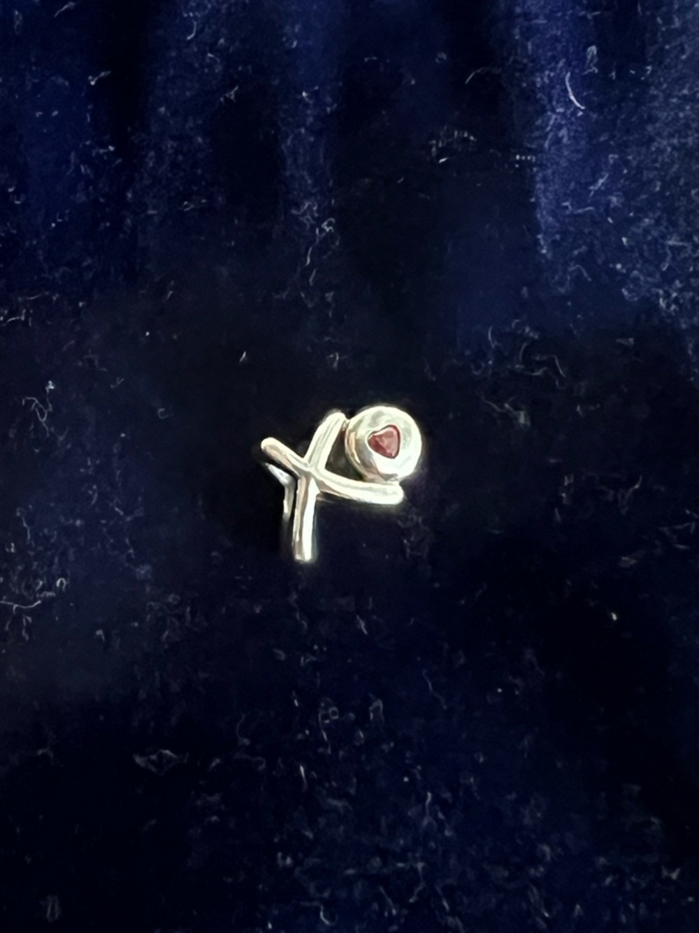 Pandora Silver XO Charm with Pink heart Stone - Picture 2 of 3